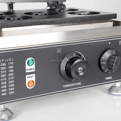 Commercial Electric Double-Sided Waffle & Donut Maker 5-Hole Non-Stick Surface Temperature Range 122-572℉ for Holiday Inn