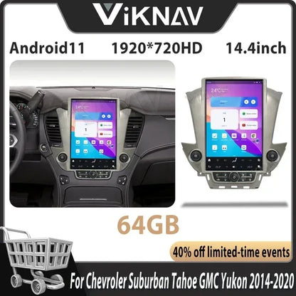 Vertical Screen GPS Navigation for Chevrolet Suburban Tahoe GMC Yukon 2014-2020 Android11 Auto Car Radio Multimedia Player 128GB