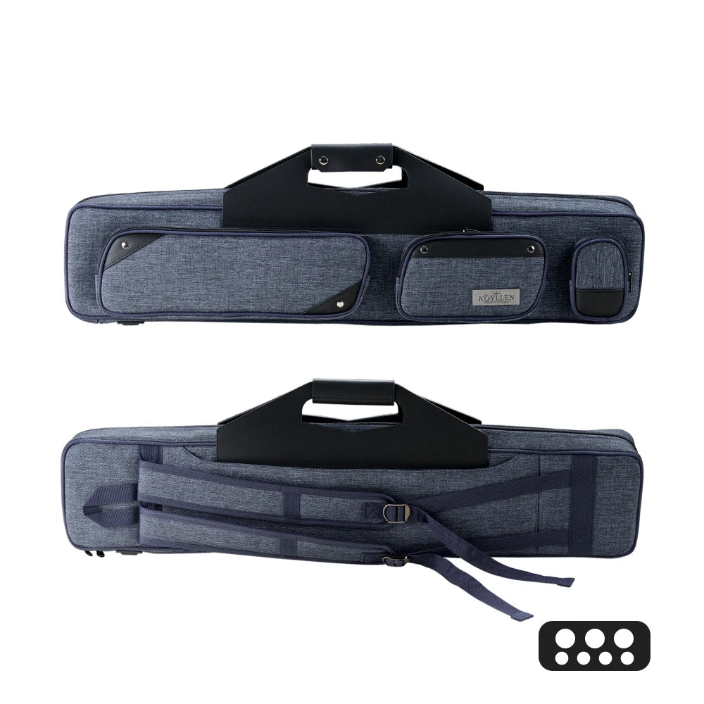 KONLLEN Billiard 7 Holes 3*4 Pool Cue Case Bag 3Butts 4Shafts Oxford Canvas Black/Blue 1/2 Rod Box 1.3kg
