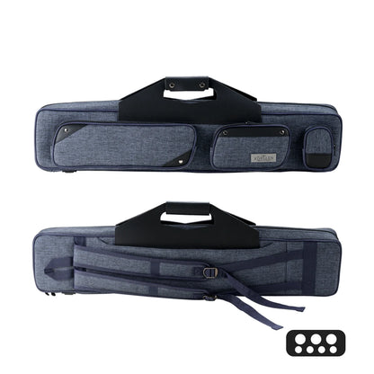 KONLLEN Billiard 7 Holes 3*4 Pool Cue Case Bag 3Butts 4Shafts Oxford Canvas Black/Blue 1/2 Rod Box 1.3kg