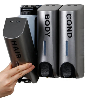 High Quality ABS Wall Mounted Triple Hand Liquid Hotel Soap Dispenser 350ml*3 Bathroom Accessories