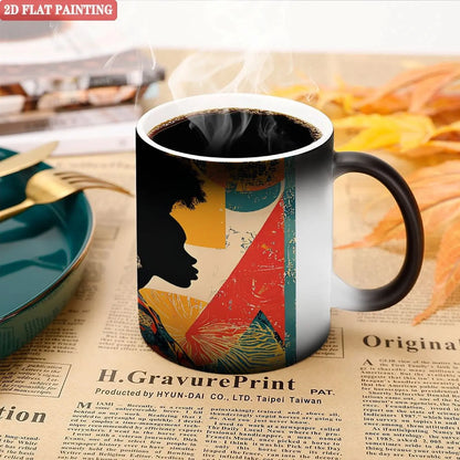Drop shipping Indoor Outdoor Multi Scene Mug 11oz Frosted Black Ceramic Heat Activated Cup