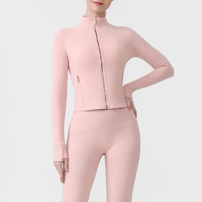 USA Oversea Warehouse Thermal Yoga Jacket Women Fleece Lined Workout Top Cold Weather Running Sportswear Outdoor Fitness Gear