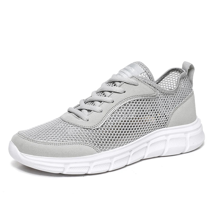 Large Size Men's Fashion Sports Shoes Breathable Mesh Cloth Upper with Soft Running MD Sole Lace-Up for Spring Summer Walking