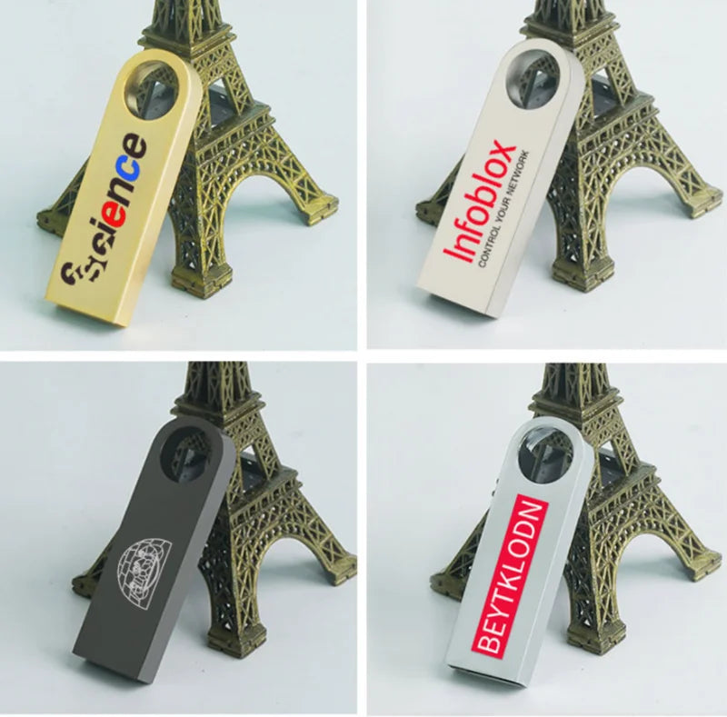 50PCS/lot Metal USB 2.0 Flash Drives 1GB 2GB 4GB Pendrive 8GB 16GB Pen Drive 32GB 64GB Memory USB Sticks 128MB 256MB Free LOGO