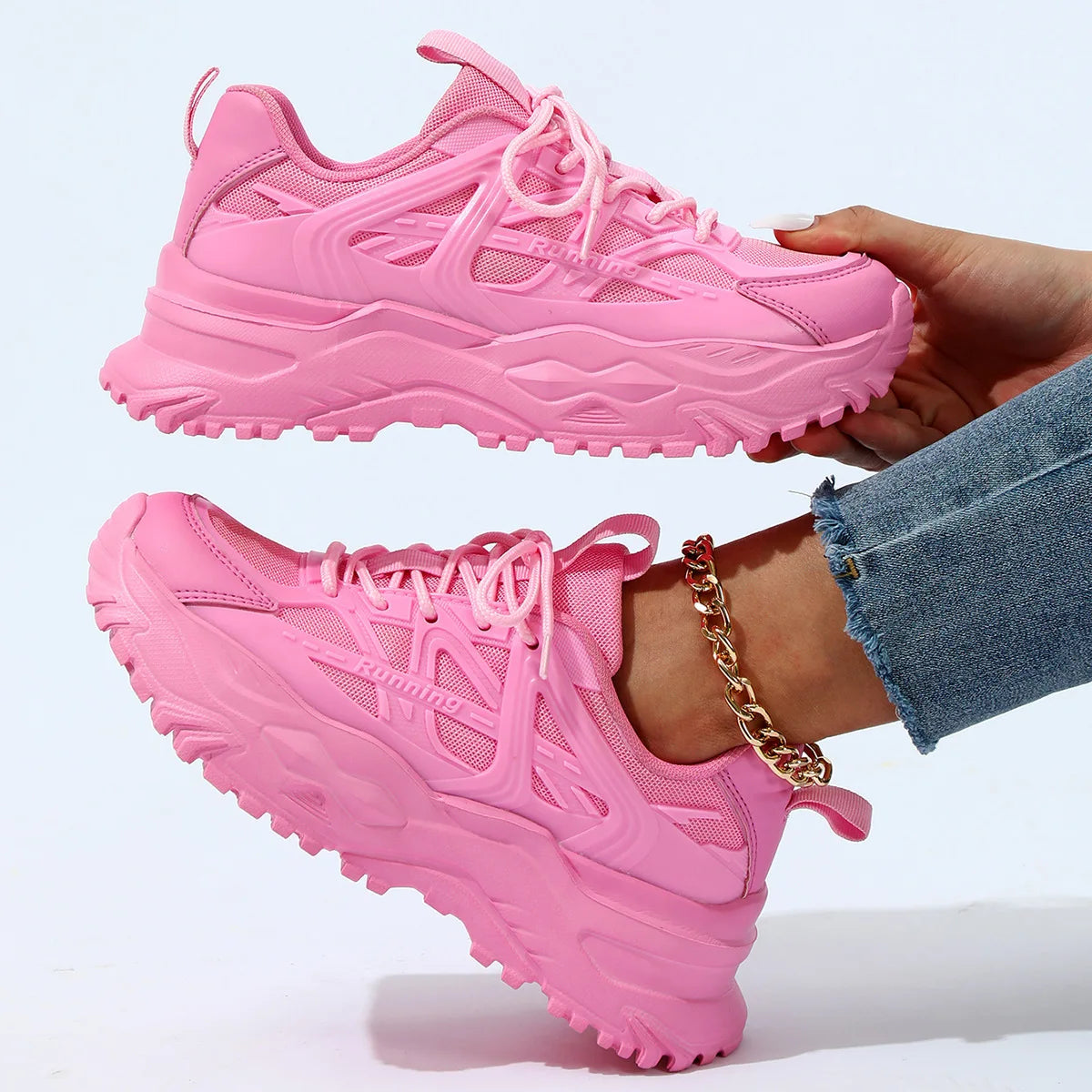 Women's & Men's 2026 Lighted Summer Platform Flat White Pink Casual Trainers Chunky Sport Sneakers Running Walking Shoes