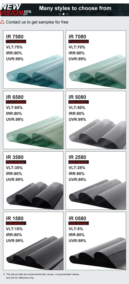 1mX2m High Rejection HIR100%% Nano Ceramic Car Window Tint Film Auto Glass Decorative Sun Control Film