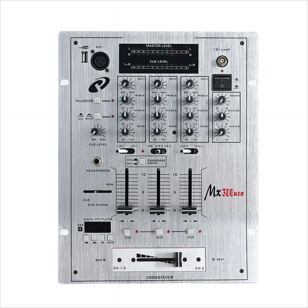MX300 USB Professional DJ Player Mixer With EQ Scratch-proof DJ Mixer Console Replaceable Crossovers With Reverse