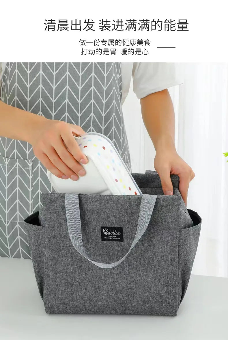 Double Pocket Insulated Bento Portable Cooler Bag Ice Pack Lunch Box Insulation Package Insulated Thermal Food Picnic Bags