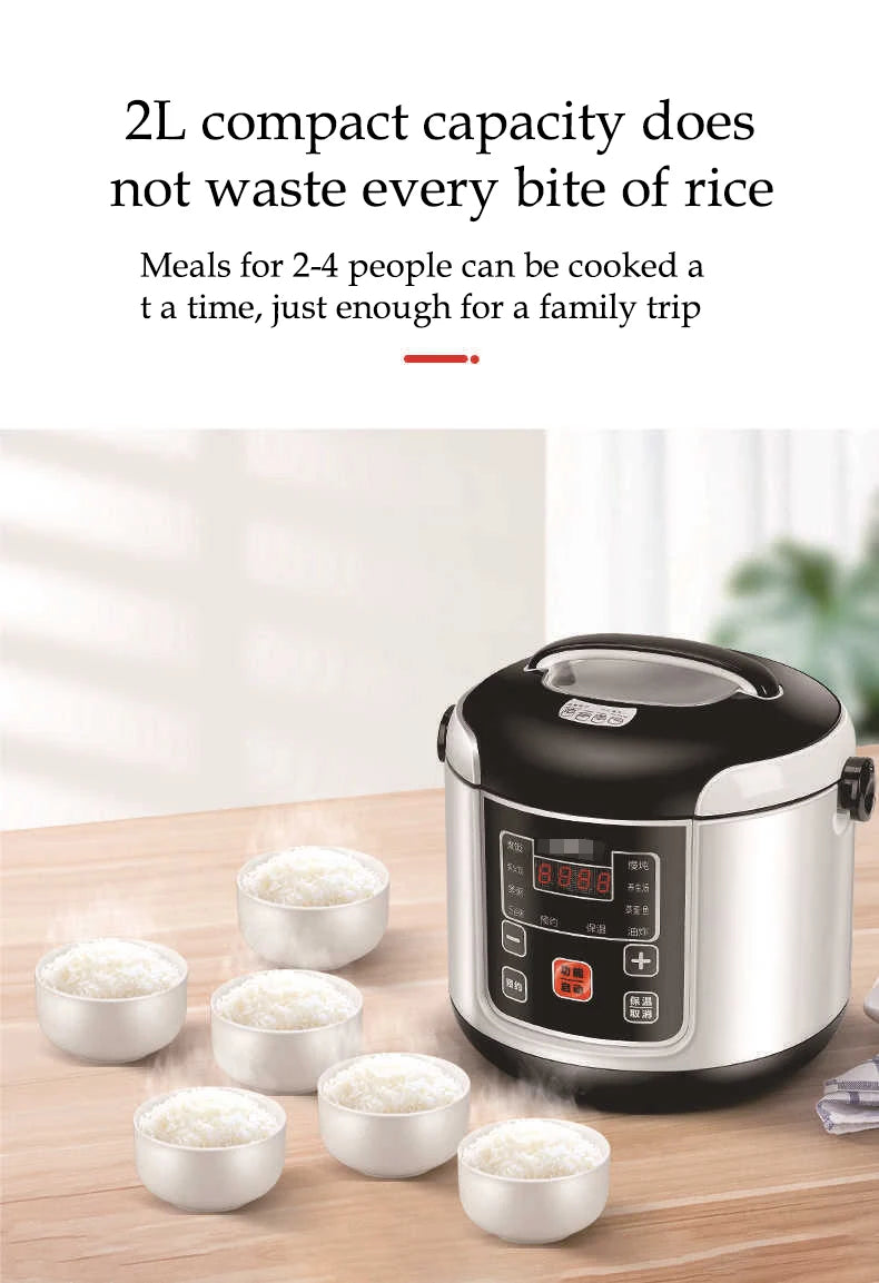 12V 24V Electric Rice Cooker Car Truck Multicooker Timing Reservation Food Heating Cooking Steamer Soup Stew Pot Steamer Cooker