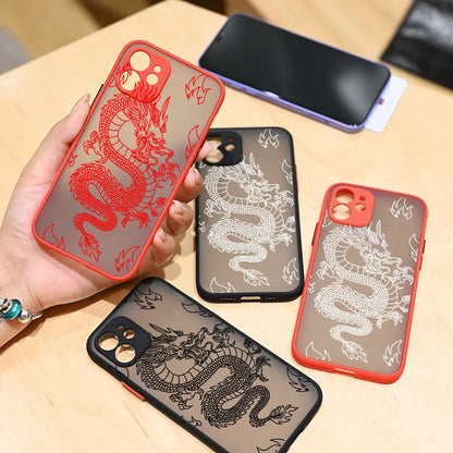 Fashion Purple Dragon Animal Pattern Phone Case For iPhone 16 15 14 13 12 11 Pro Max Mini SE 7 8 Plus Cover Glossy Hard Coque
