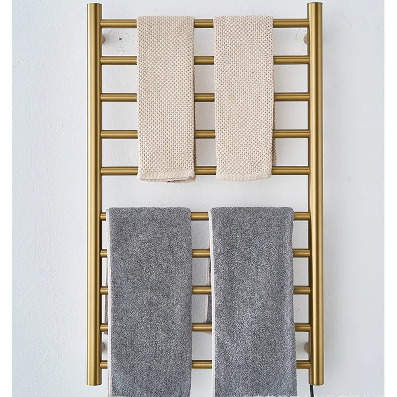 Wall Mounted Electric Towel Warmer Heated Towel Rack with Chrome Finish Modern Design for Bathroom Use