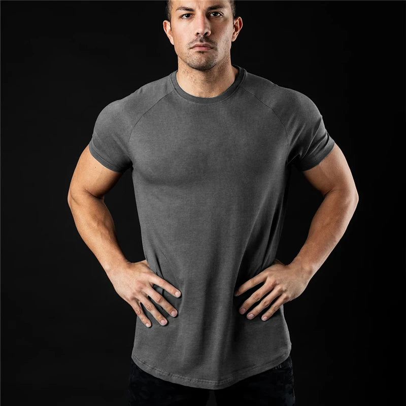Plain T Shirt Men New Fashion Tee Shirts Summer Cotton Short Sleeve Tshirt Fitness Mens Gym Clothing Casual Sports T Shirts