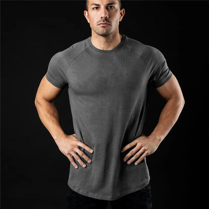 Plain T Shirt Men New Fashion Tee Shirts Summer Cotton Short Sleeve Tshirt Fitness Mens Gym Clothing Casual Sports T Shirts