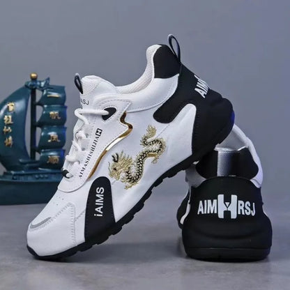 Men's Casual Sneakers Leather Waterproof Sports Shoes Lightweight Breathable Non-slip Elevator Shoes