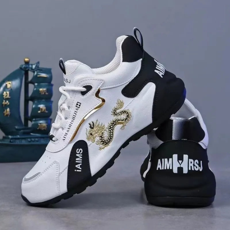 Men's Casual Sneakers Leather Waterproof Sports Shoes Lightweight Breathable Non-slip Elevator Shoes
