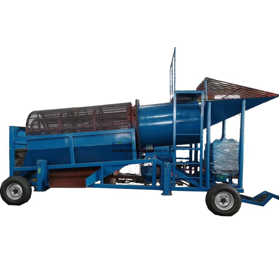Popular Gold Separator Trommel Screen with Sluice Box Gold Mat and Water Pump