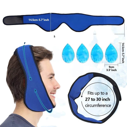 Face Ice Pack Wrap for TMJ Wisdom Teeth with 4 Reusable Hot Cold Therapy Gel Packs