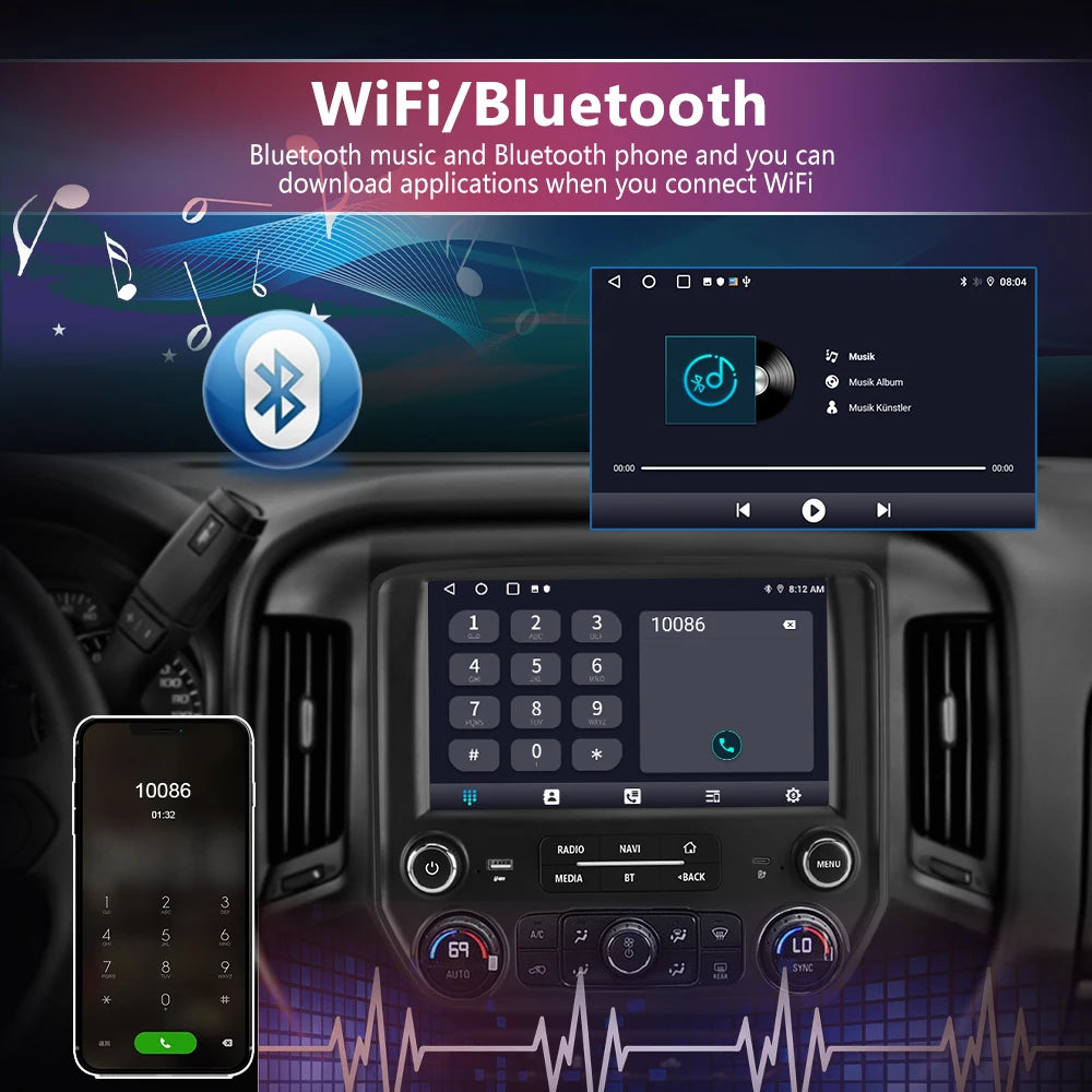 Junsun US Stock Car Multimedia Play for Chevrolet Chevy Silverado GMC Sierra 2014-2018 Wireless CarPlay Android GPS Navigation