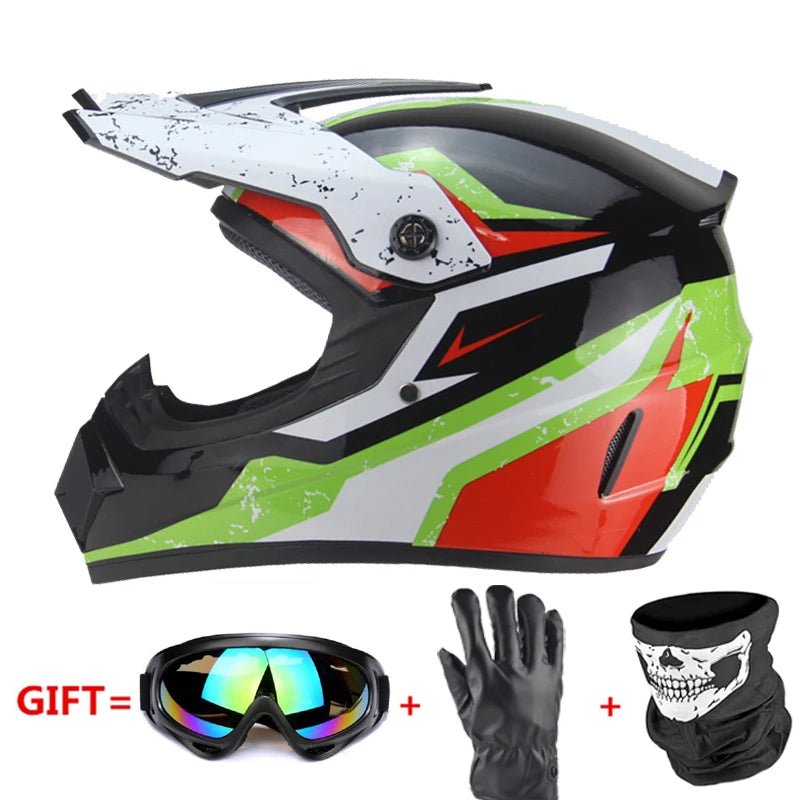 Professional Racing Casco Moto Off Road Helmet ATV Dirt Bike Downhill MTB DH Capacete Motocross Helmet With Mask Gloves Glasses