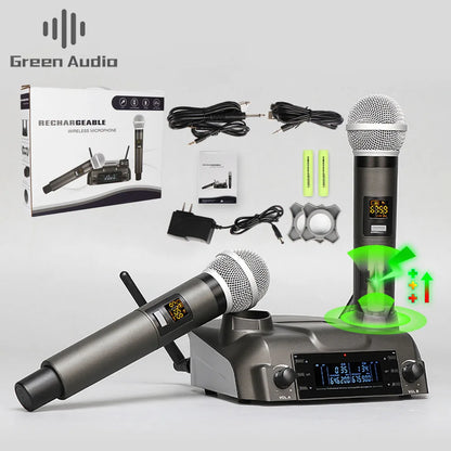 GAW-210 2021 New Magnetic Induction Charging Wireless Microphone UHF Microphone One for Two KTV Family Performance