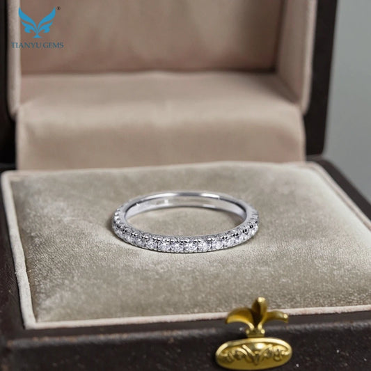 Tianyu Gems Moissanite Pinky Ring Silver Jewelry Men Half Eternity 925 Sterling 18k Gold Plated VVS Moissanite Women Ring by PDG ibma