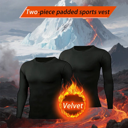 USA Warehouse 2 Pack Men's Thermal Underwear Shirts Compression Fleece Lined Long Sleeve Athletic Base Layer Cold Weather