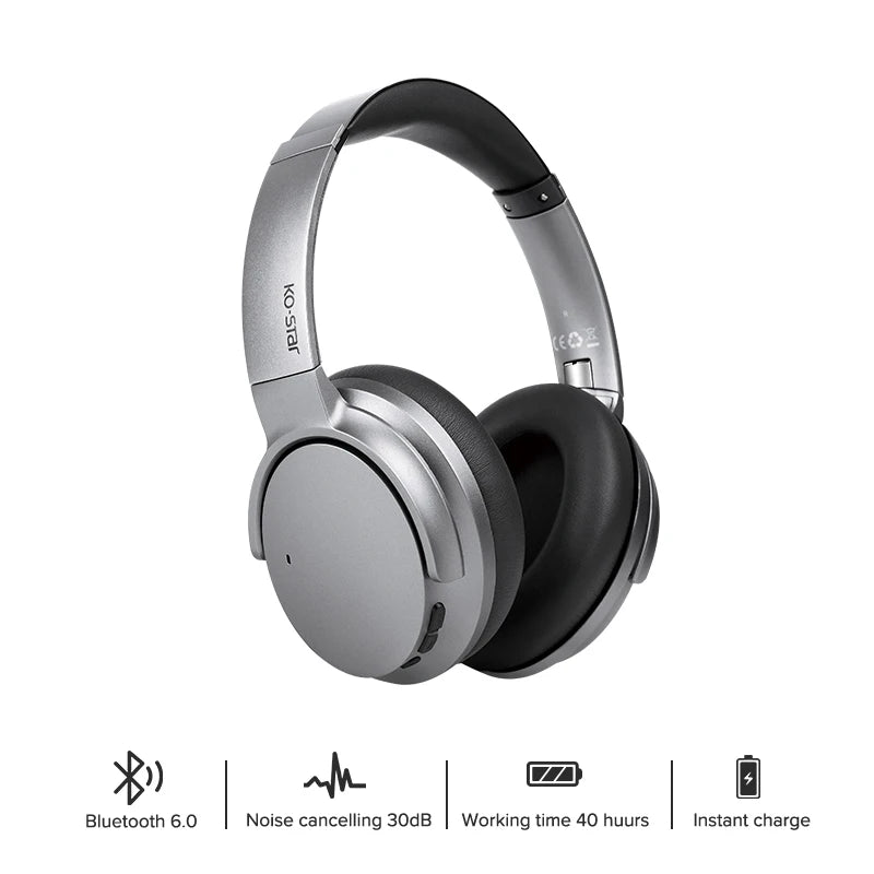 OEM ANC Silent Disco Bluetooth Stereo Headphones Active Noise Cancelling Over Ear Wireless Headphone