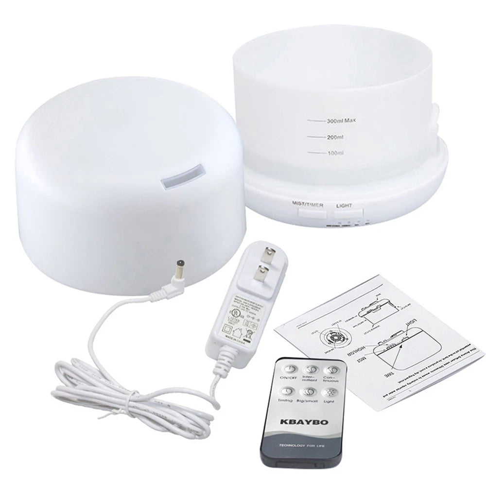 300 500ML Air Humidifier With Remote Control Colorful Non-printed Ultrasound Aroma Diffuser Pure White Dark Light Wood Grain