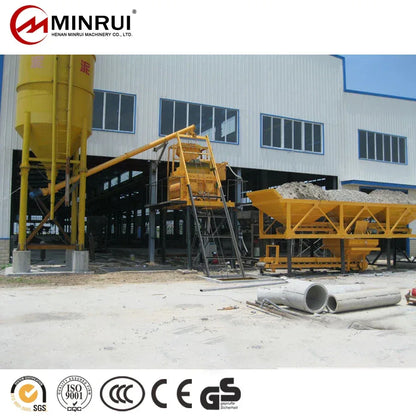HZS50 Hopper Scale Efficient Concrete Batching Plant Core Components Including Pump Motor PLC Bearing Gearbox PLD1600 Quality