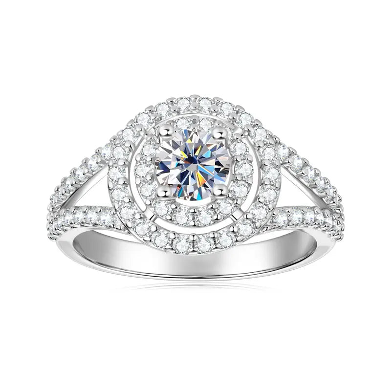 New Luxury Wedding Engagement Gift & Party Jewelry 14K Gold Filled Round 5.25mm 0.5CT Cubic Zirconia Classic Bifurcated Arm Ring