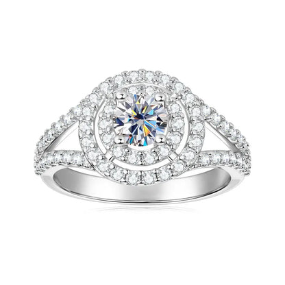 New Luxury Wedding Engagement Gift & Party Jewelry 14K Gold Filled Round 5.25mm 0.5CT Cubic Zirconia Classic Bifurcated Arm Ring