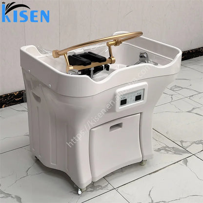 Kisen Best Quality Beauty Salon Portable Shampoo Basin with Water Circulation and Double Water tank Dual-function Head Spa Bowl