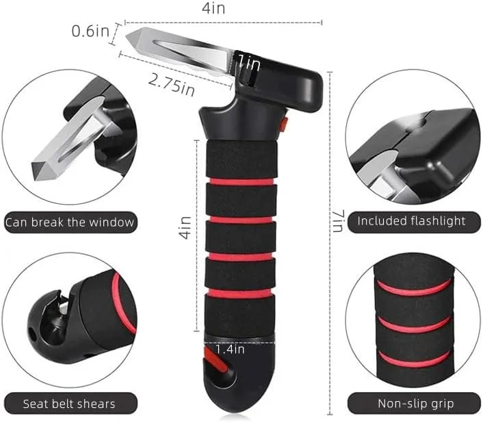 Elderly Car Handle Assist Emergency Tool Kit with Seat Belt Cutter Window Breaker Rechargeable LED Flashlight