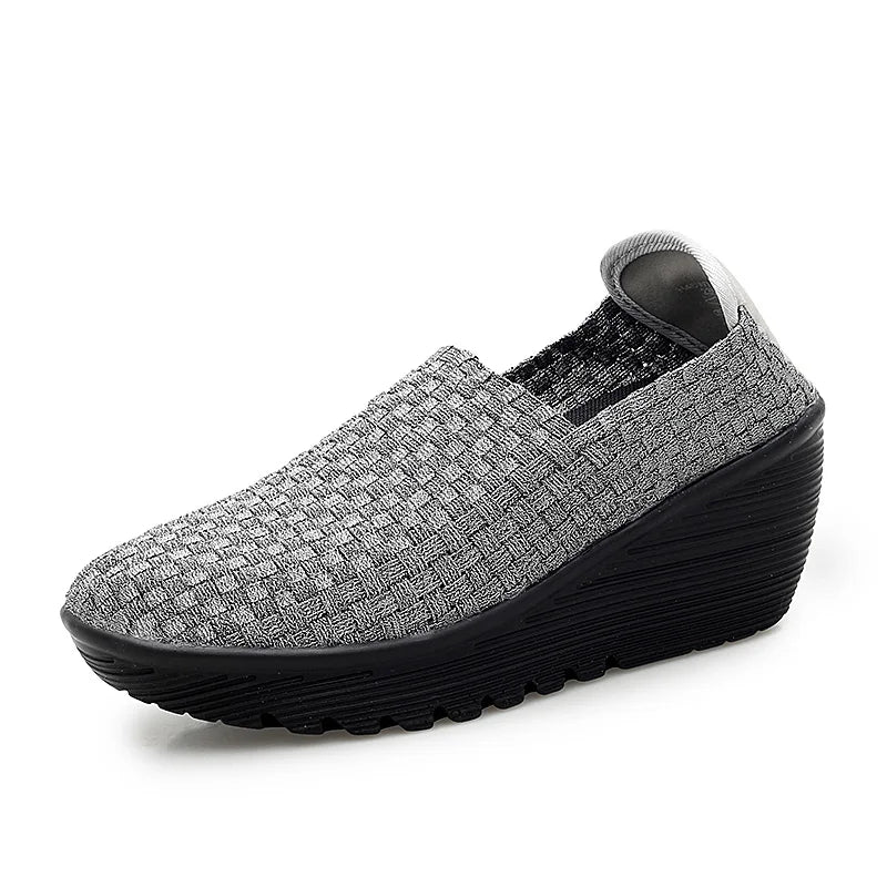 New Women Sneakers Summer Casual Shoes Woven Flat Platform Women's Shoes Breath Loafers Lady Footwear Soft Zapatos Plus Size 42