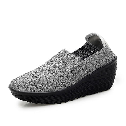 New Women Sneakers Summer Casual Shoes Woven Flat Platform Women's Shoes Breath Loafers Lady Footwear Soft Zapatos Plus Size 42