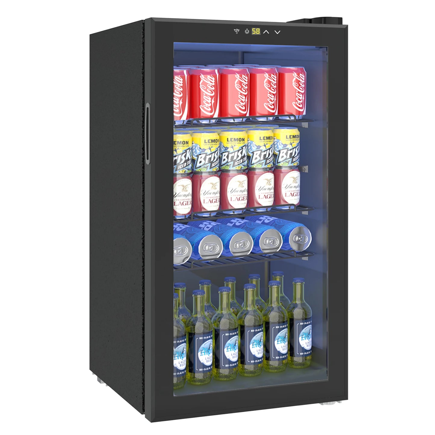 Beverage Refrigerator, 3.2 Cu.ft Mini Fridge with Glass Door, Adjustable Digital Temperature Control for Soda, Beer, Wine