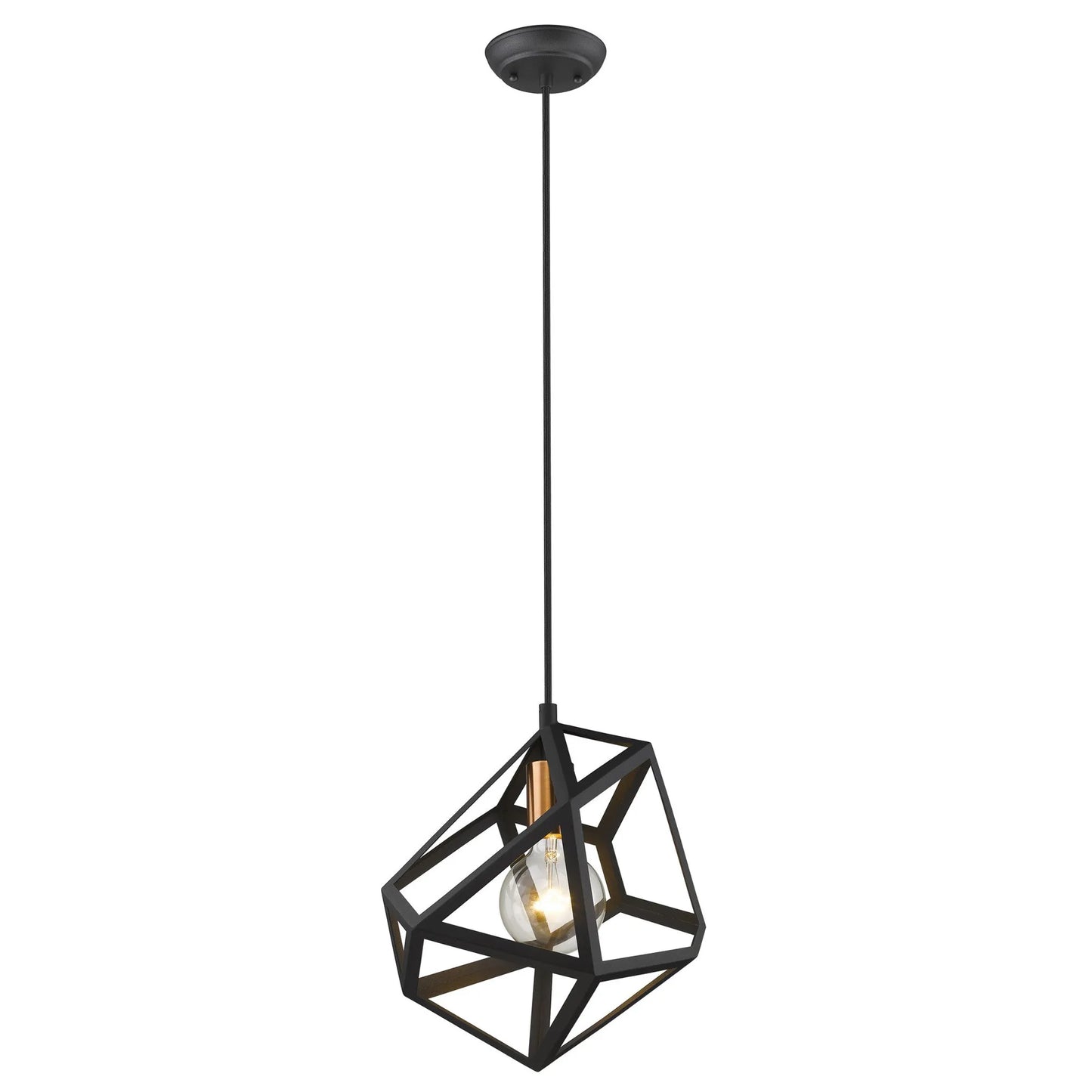 HMS Hedron 1-Light Pendant Matte Black Rectangular Suspension Warm White Light Farmhouse-Contemporary-Modern for Kitchen Island