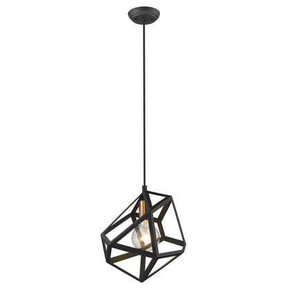 HMS Hedron 1-Light Pendant Matte Black Rectangular Suspension Warm White Light Farmhouse-Contemporary-Modern for Kitchen Island