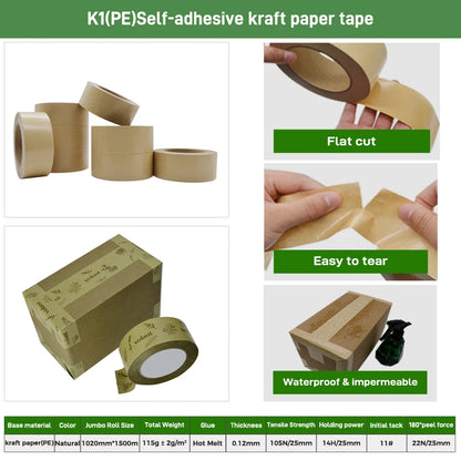 Customized Eco Friendly Degradable Self-adhesive Water Activated Kraft Packing Tape Manufacturer