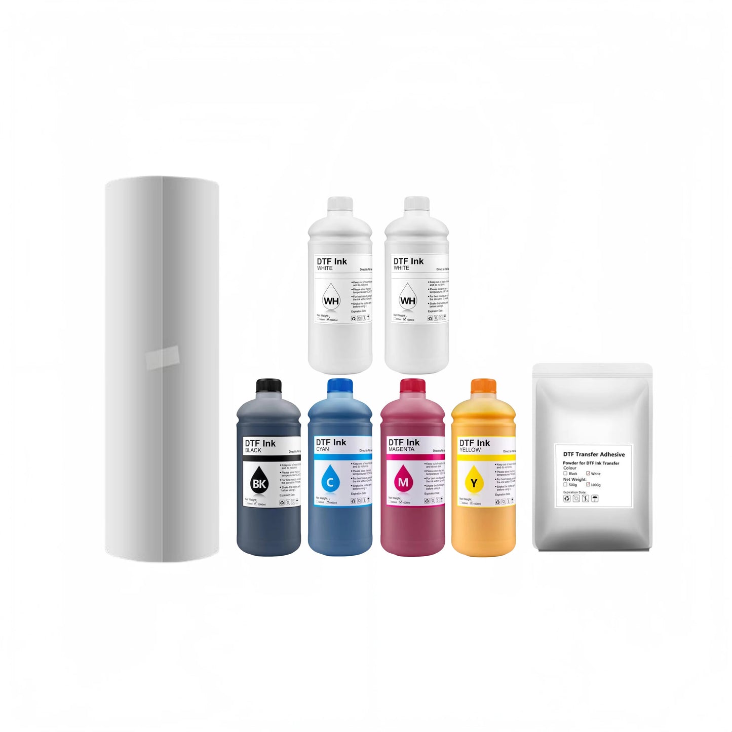 Top-Selling Haolic DTF Supplies Bundle: 250ml Ink + 1kg Scratch-Resistant Powder + 33cm X 100m PET Film for Small Business