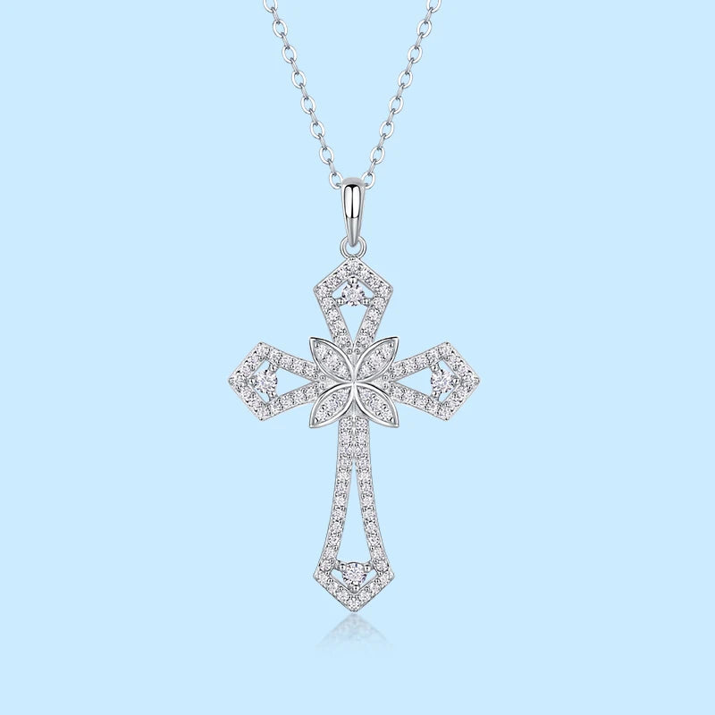 USA Stock Woman 925 Sterling Silver Cross Necklace Pendant Moissanite Necklace for Fine Jewelry Engagement Women Wedding Pendant