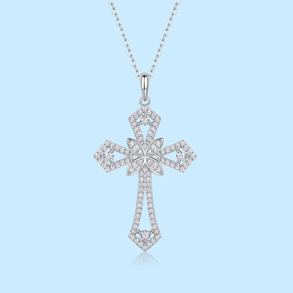 USA Stock Woman 925 Sterling Silver Cross Necklace Pendant Moissanite Necklace for Fine Jewelry Engagement Women Wedding Pendant