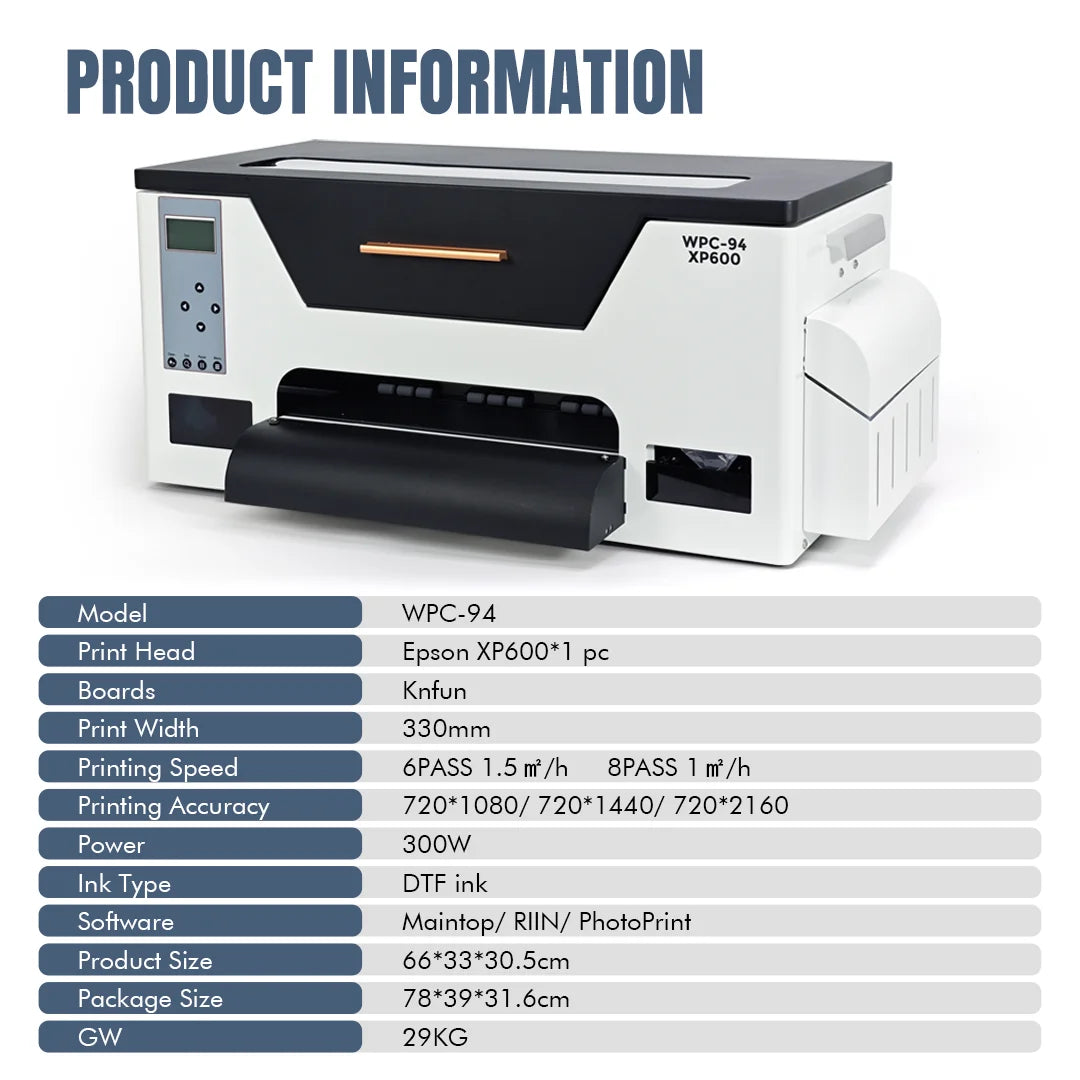Fast Printing DTF Printer XP600 White Ink Circulation PET Film Print T Shirt Heat Transfer Machine Desktop A3 DTF Printer