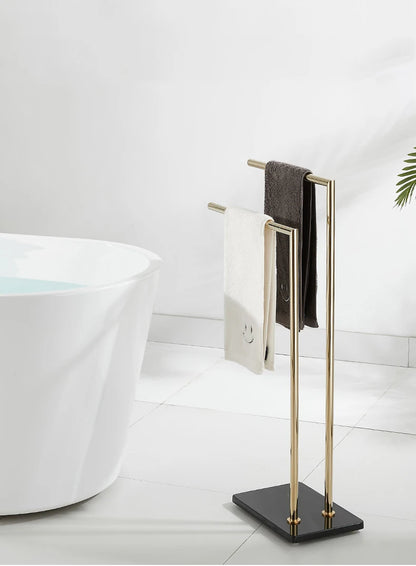 Modern Metal 3 Swivel Arm Towel Holder Rack Black Gold Freestanding Hand Towel Bar