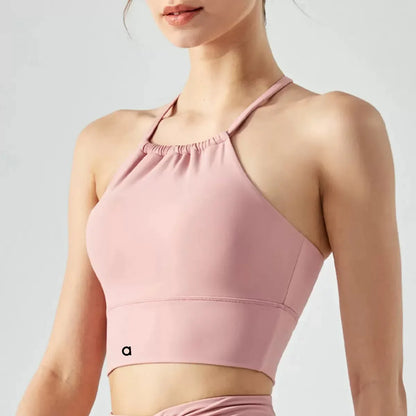 Women's Sexy Fitness Yoga Top, with Thin Straps, Cross-back, Short-length Woven Fabric, Suitable for Exercise