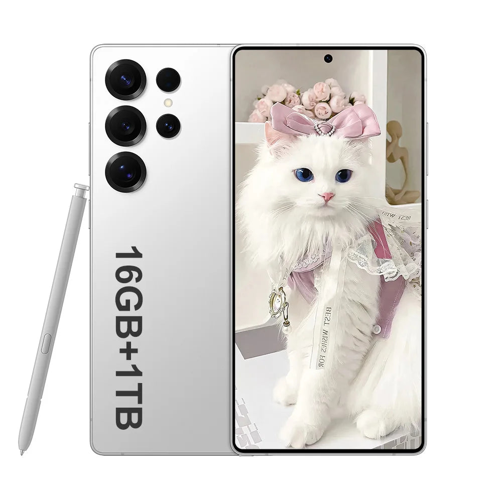 New Androsd S25Ultra Full-screen Smartphone 5g 7.3-snch 48MP+108MP Dual Card Face Recognstson 16GB+1TB Gamsng Telephone