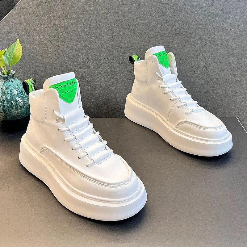 New High Top Board Shoes for Men, Trendy and Versatile, Thick Sole with Increased Height, Lightweight and Soft Sole