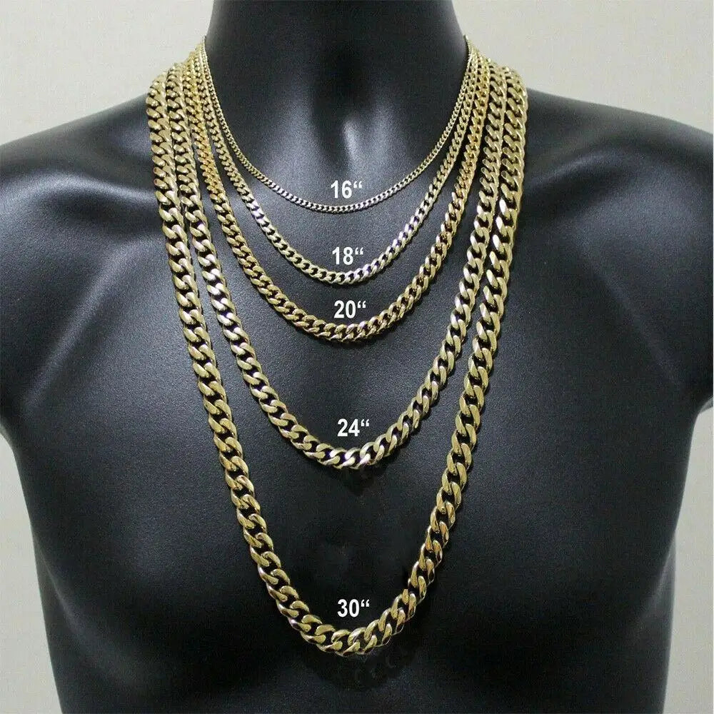 Hiphop Stainless Steel Necklace Curb Cuban Link Chain for Men Women Gold Color Solid Metal Punk Jewelry Gift