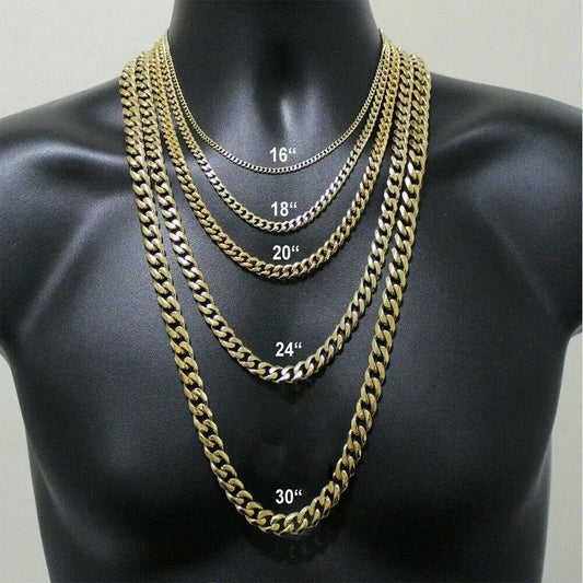 Hiphop Stainless Steel Necklace Curb Cuban Link Chain for Men Women Gold Color Solid Metal Punk Jewelry Gift